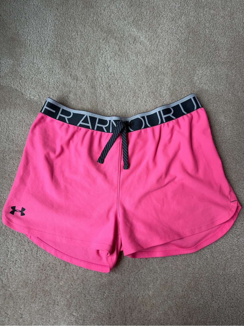 Under Armour Hot Pink Women's Athletic Shorts with Black Waistband